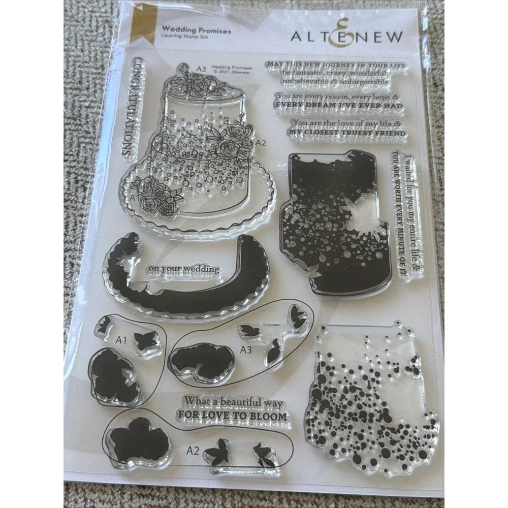 Altenew wedding promises stamp set layering photopolymer Love marriage congrats
